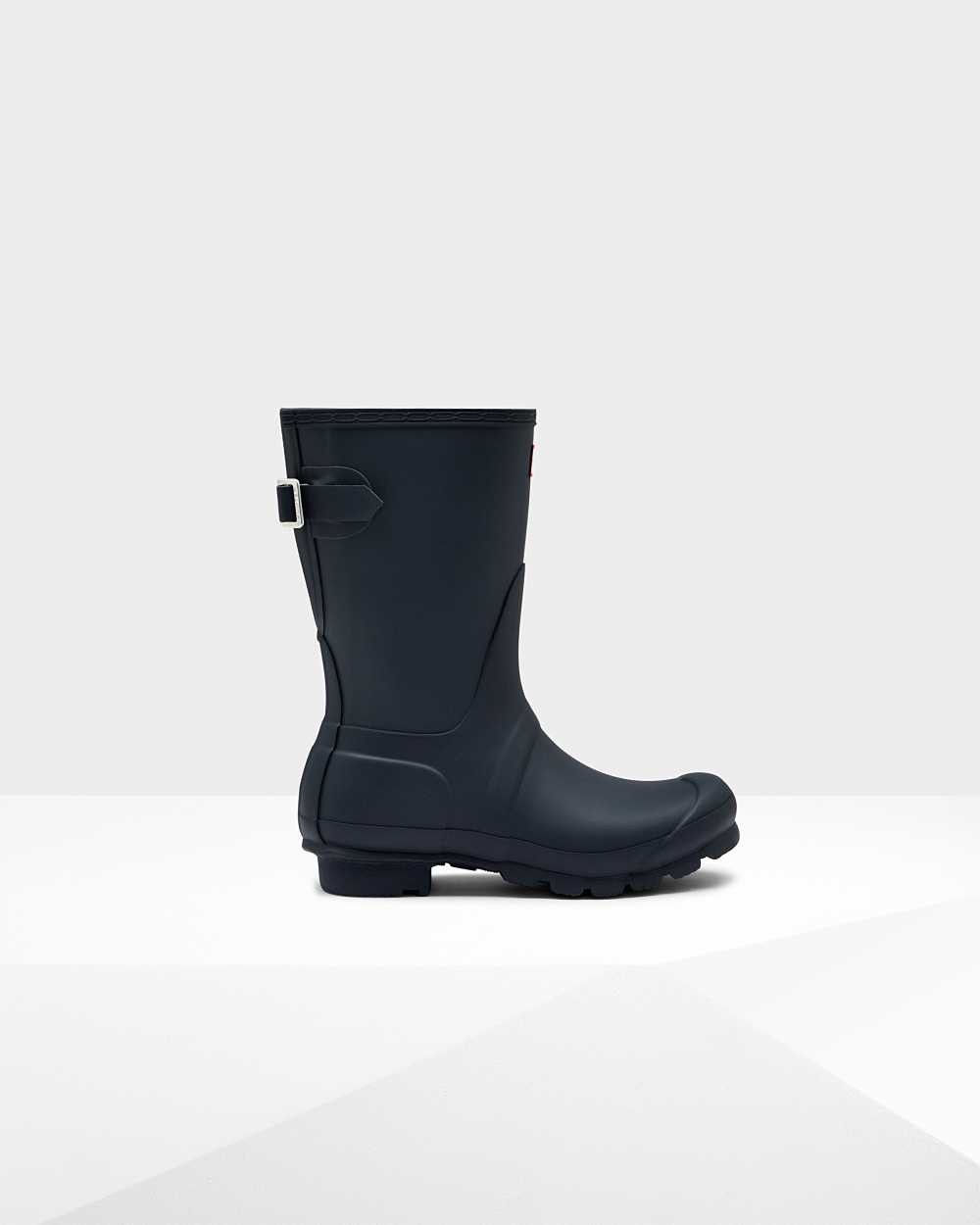 Womens Hunter Original Short Back Adjustable Rain Boots Navy | CJNELA-158